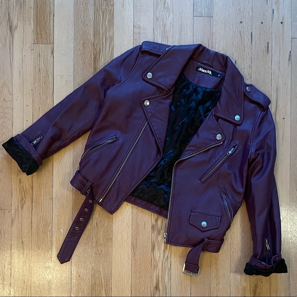 MadeMe Purple leather moto jacket sz S